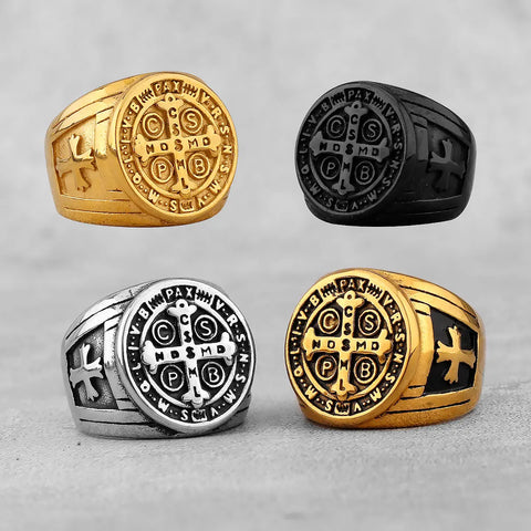 cross rings for men detailed crest style