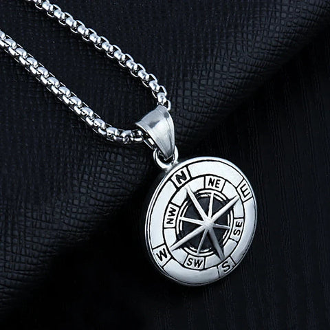 compass necklace meaning in a silver navigation pendant