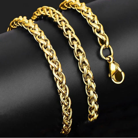 Waterproof stainless steel twisted chain necklace, anti-fading, on black display