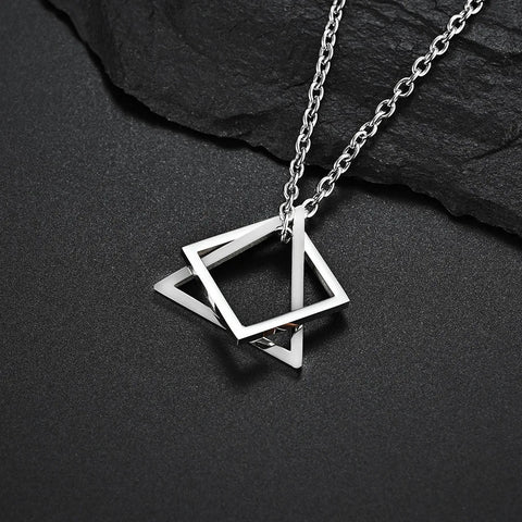 Geometric Statement Pendant Necklace Silver — kendrick lamar style minimalist hip hop jewelry