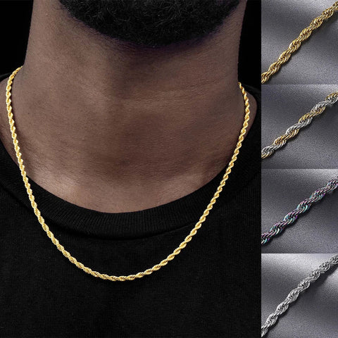 Twist rope chain necklace — hip-hop chain evolution Run-DMC era reference