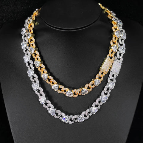 NBA tunnel walk jewelry — iced-out two-tone Cuban link chain on black