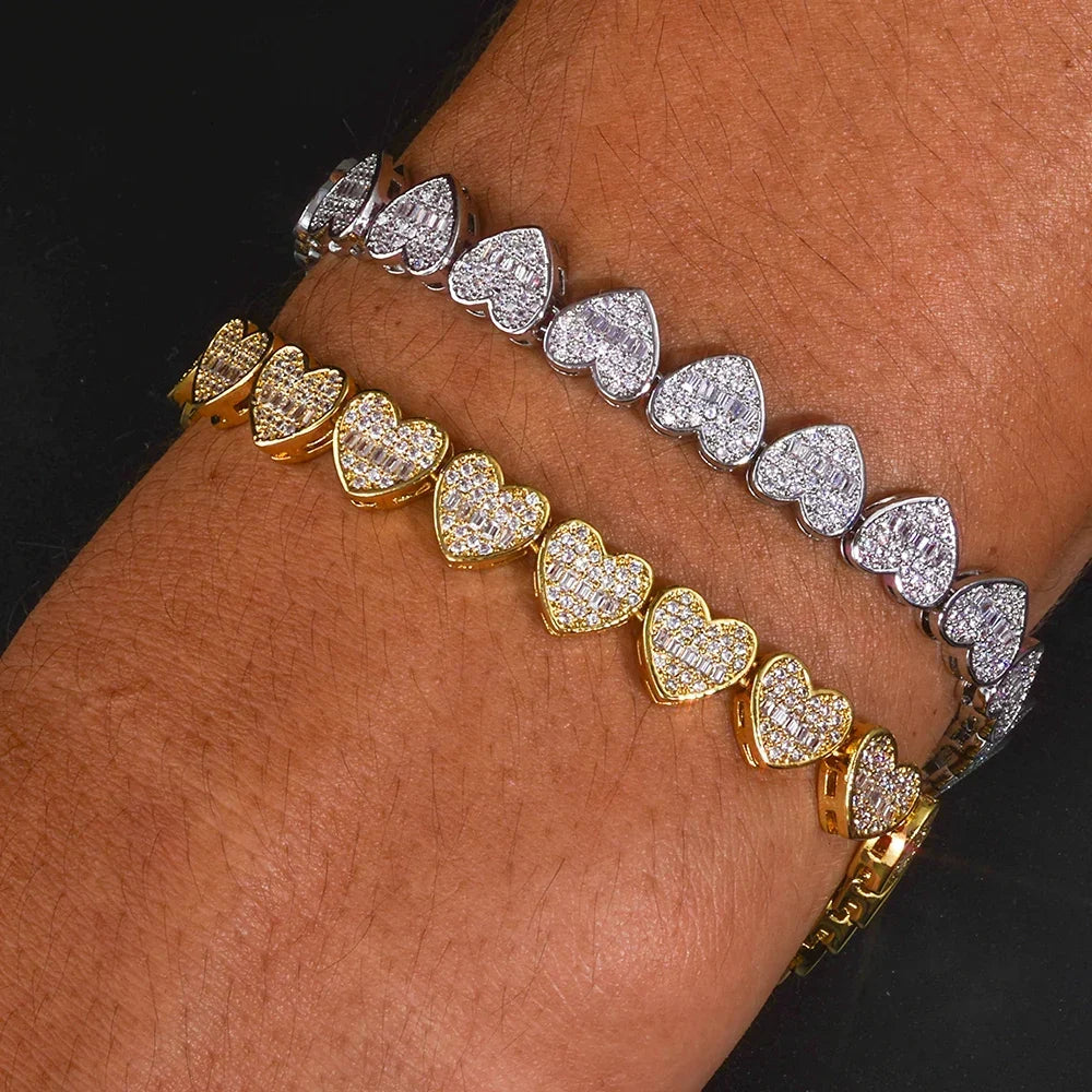 baguette vs round cut jewelry heart bracelet