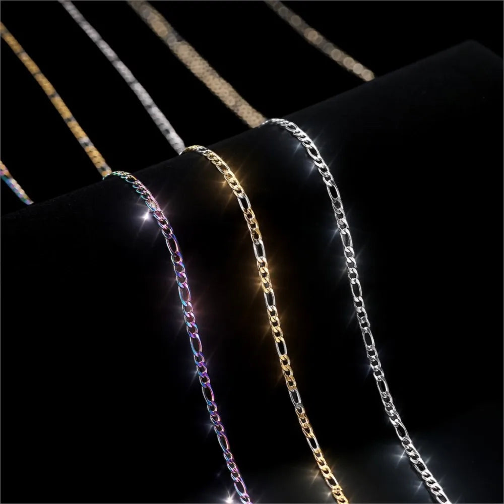 Father's Day jewelry men gift pick — Gold Figaro Cuban Chain 3mm