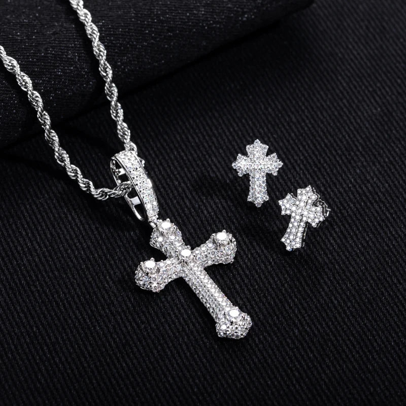 925 silver iced-out cross set among hip hop jewelry gifts for Holiday 2026 — DRIPLORE