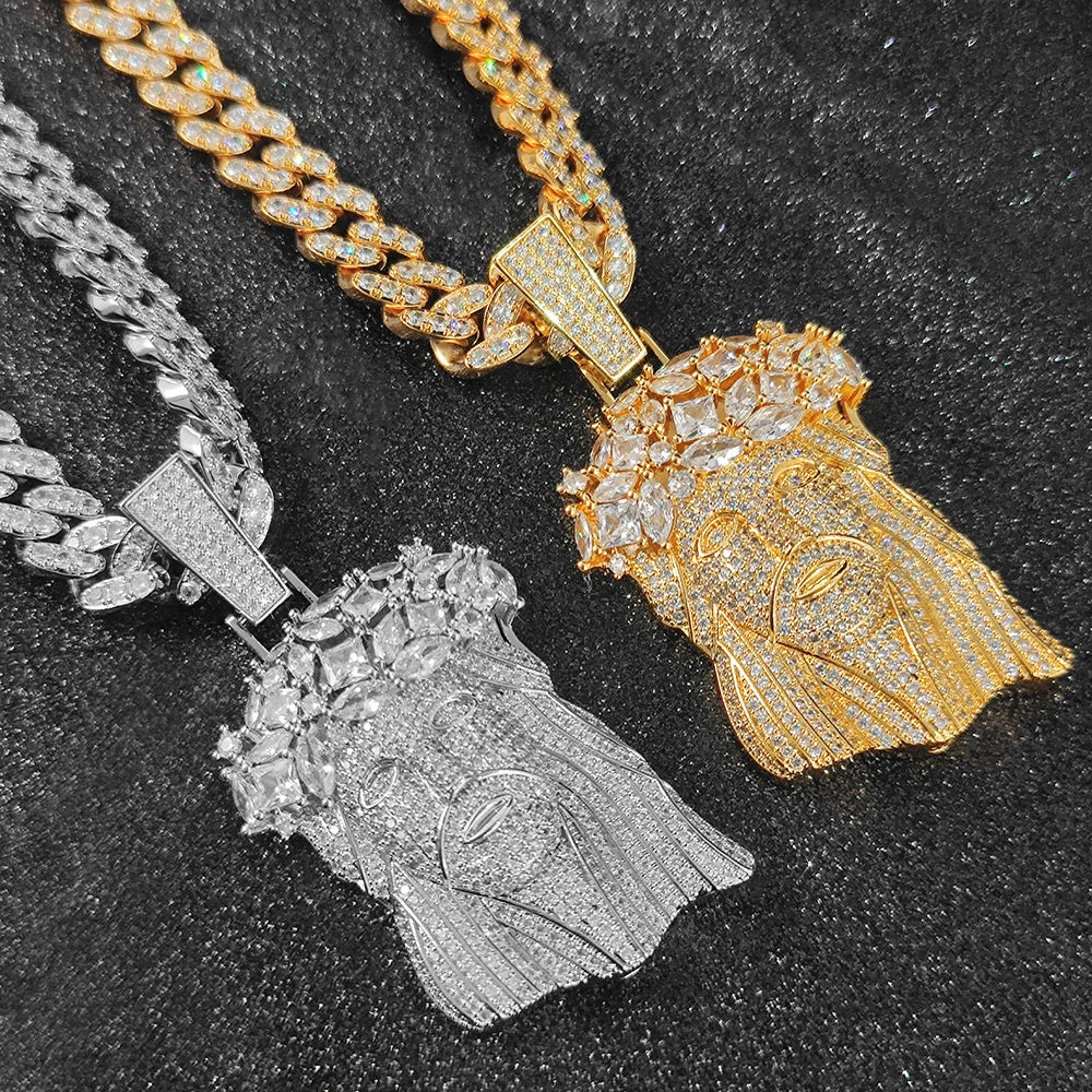 Hip hop pendants history — iced Jesus piece on cuban chain (2000s era)