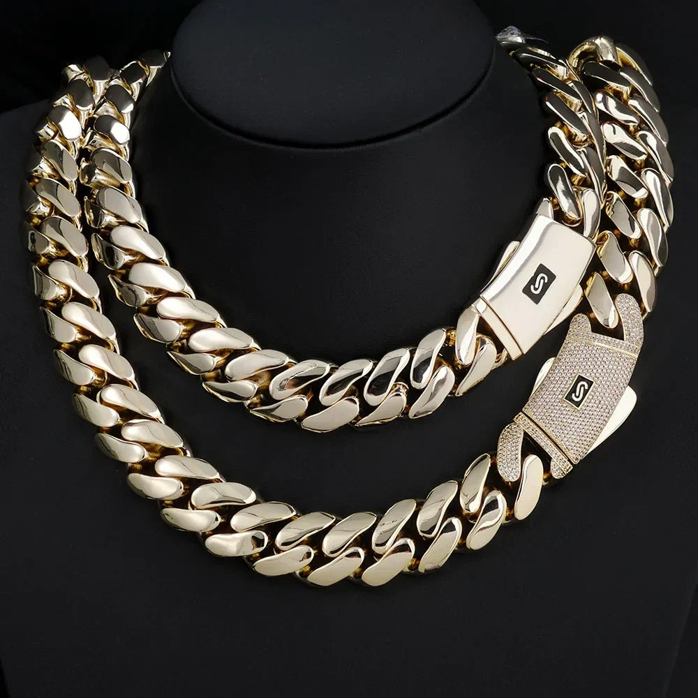 chain clasp types on gold-tone Monaco lock Cuban chains