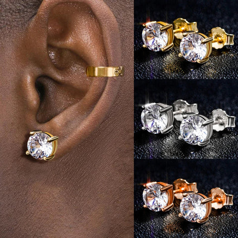 earring styles example with round zircon stud earrings
