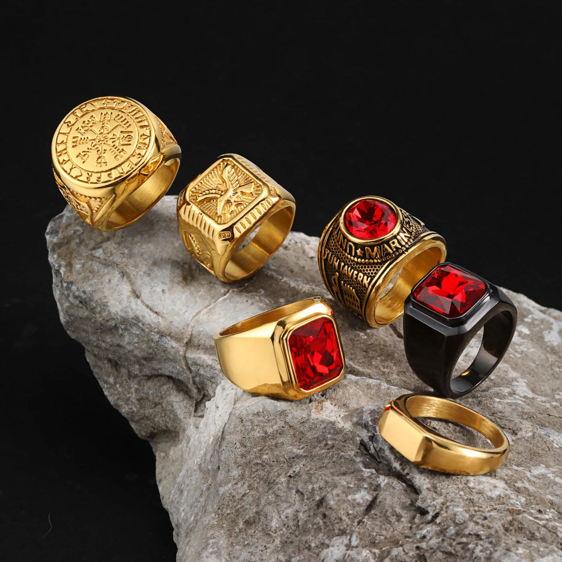 Gold signet rings for men with red stones — signet ring men style guide