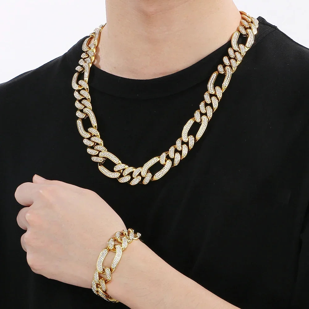 how to build a jewelry collection with a gold Cuban chain and bracelet set