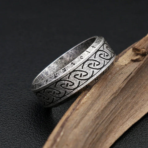 viking jewelry symbols engraved on an Odin rune ring
