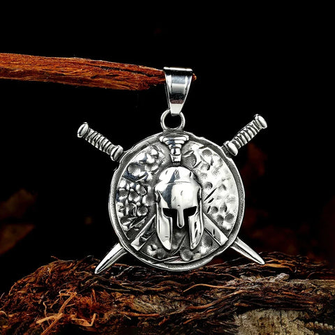 shield necklace meaning shown by a Spartan warrior shield pendant