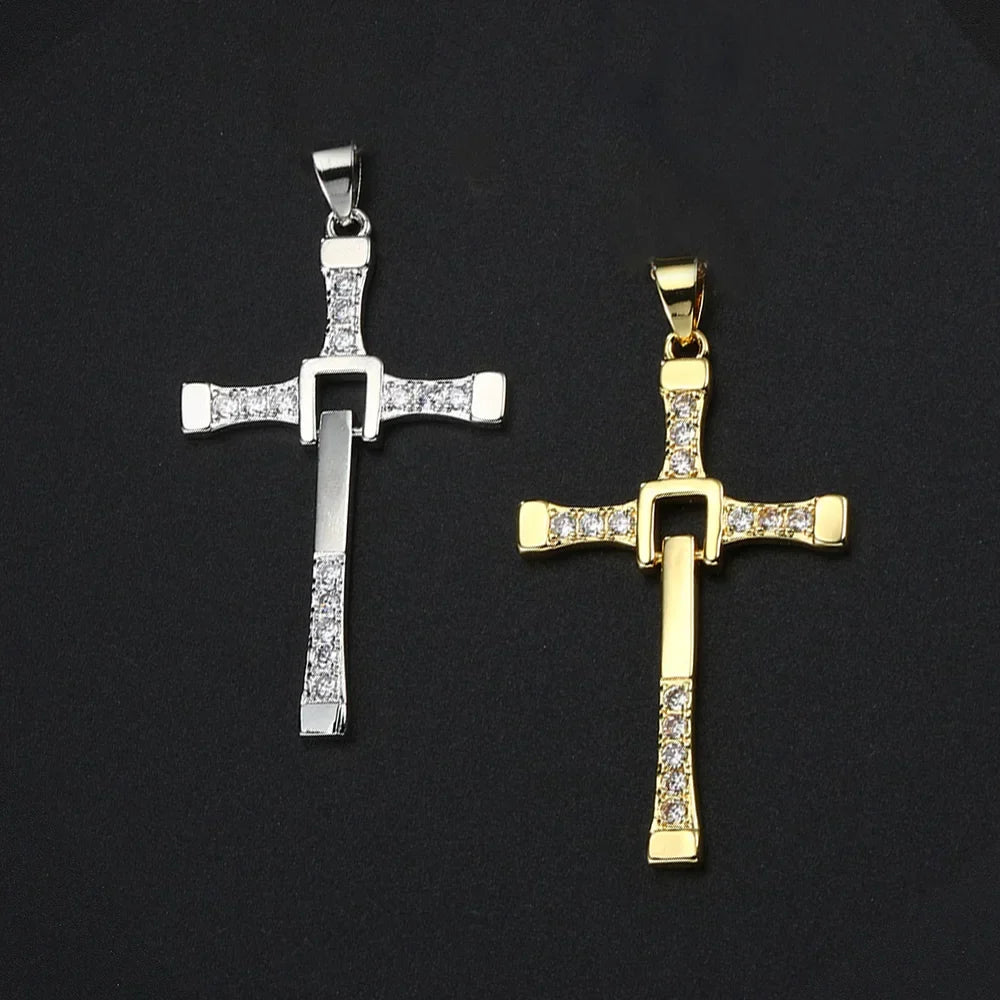 Iced cross pendants in silver and gold — pendant sizes statement tier
