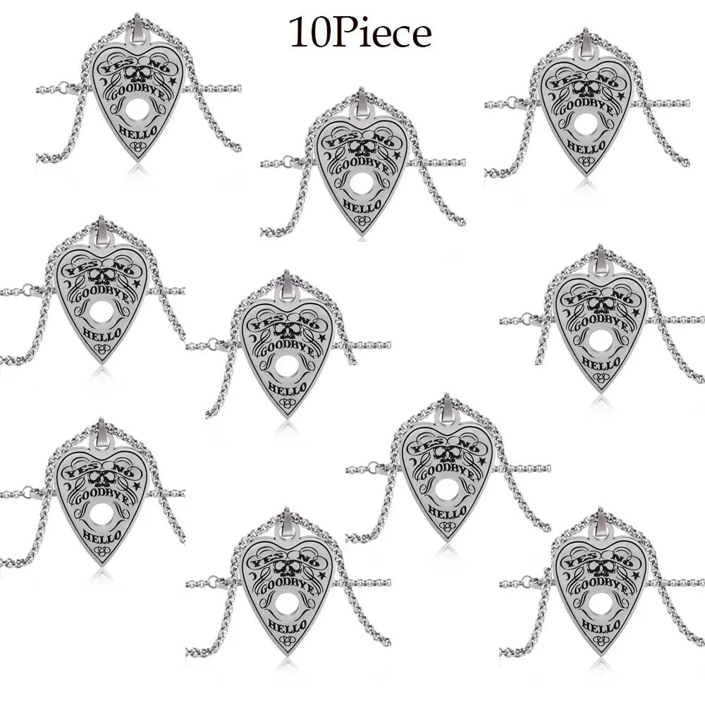 1/5/10 Piece Surgical Stainless Steel Heart Shape Pendant Ouija Board Planchette Necklace Cain Fashion Jewelry