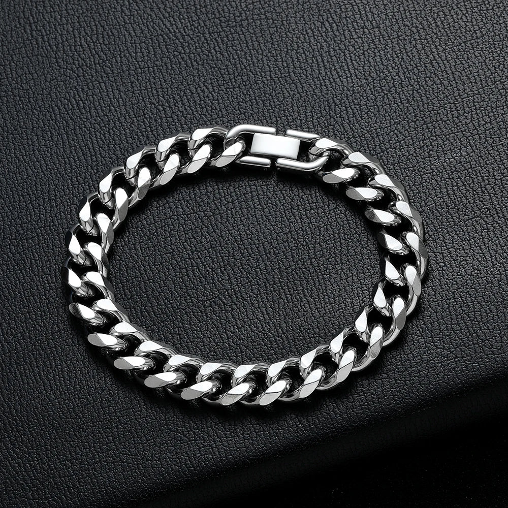 8mm Cuban Chain Bracelet — Black Gold