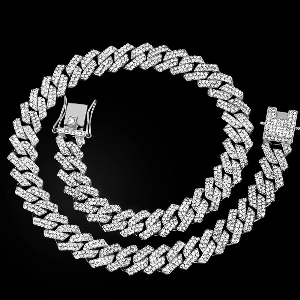 Iced Out Double-Drain Cuban Necklace 20-Inch