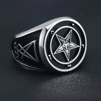 Pentagram Star Signet Ring — 925 Silver