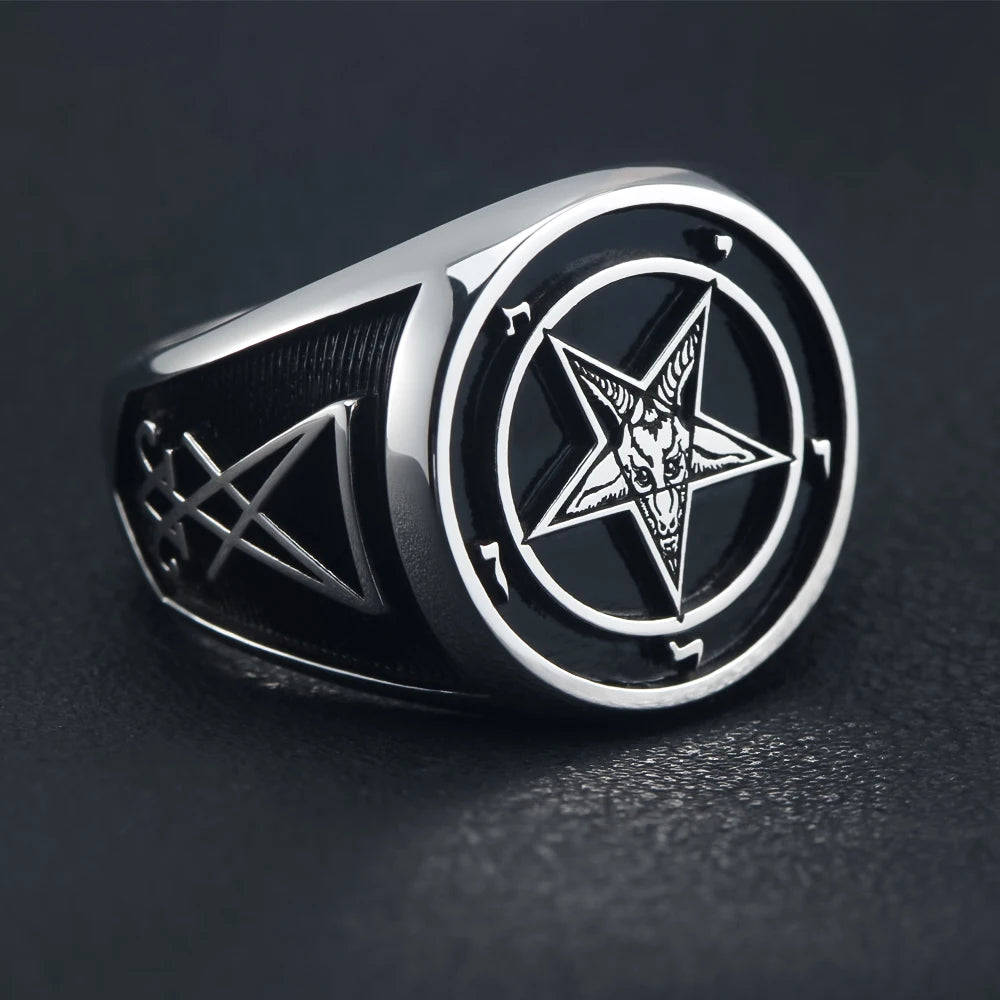 Pentagram Star Signet Ring — 925 Silver