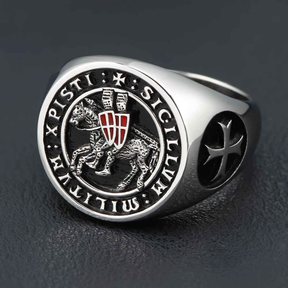 Knights Templar Masonic Grand Master Ring — Silver-Tone