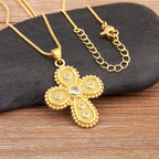 Nidin New Popular Irregular Geometric Cross Shape Inlaid Zircon Charm Pendant Necklace 2 Styles For Women Girl Jewelry Fine Gift