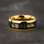 8MM Meteorite tungsten ring for man fashion jewelry Men's wedding bands Inlaid gold leaf engagement rings fine gifts