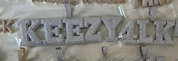 Gold Iced Out Letter Pendant Necklace Capital 18K