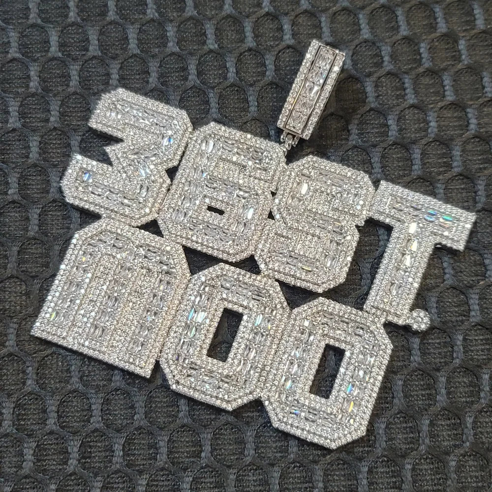 Custom Square Baguettecz Name Pendant Personalized Number Or Letter Necklace Chain For Him Her Birthday Gifts Hip Hop
