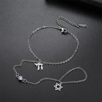 Chai Hexagram Charms Bracelet Finger Ring Fatima Hamasa Hand Pendants Stainless Steel Adjustable Chain Lucky Jewelry Amulet Gift