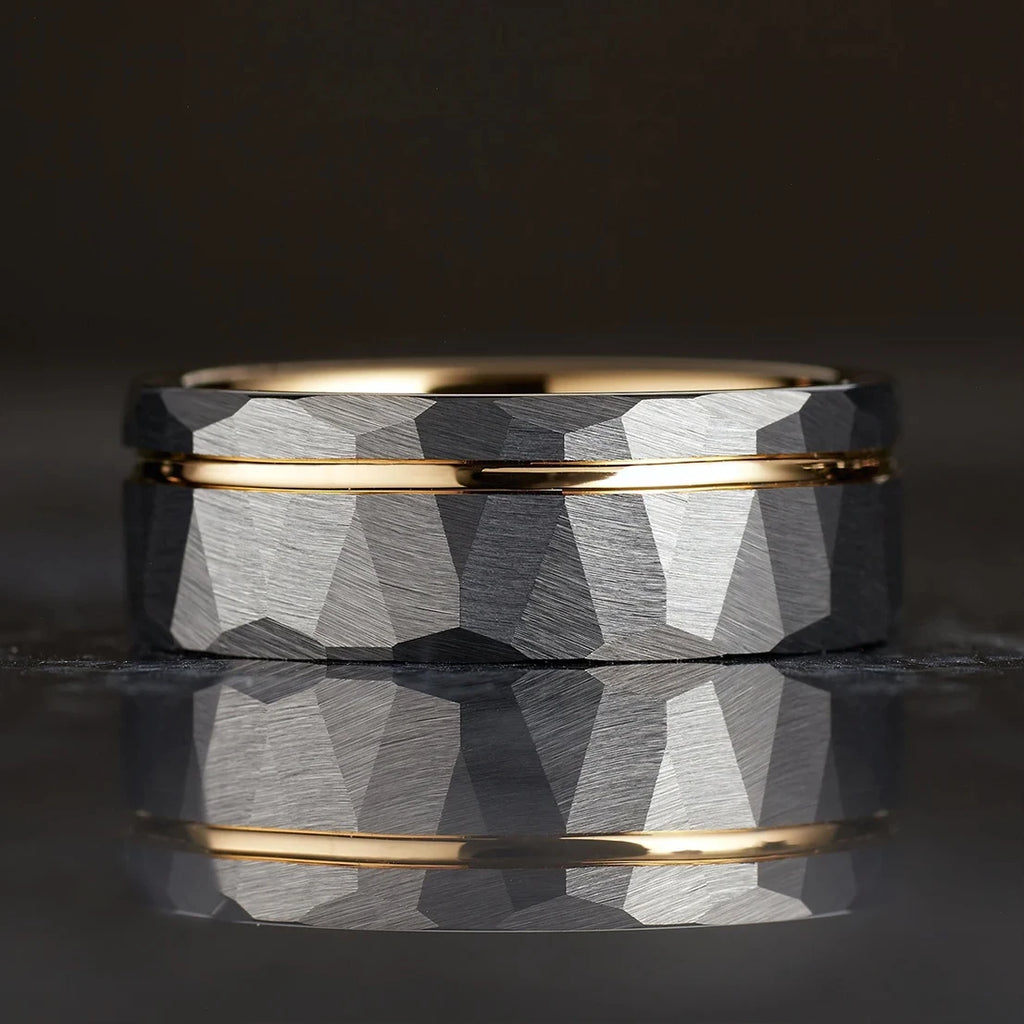 8MM Hammered tungsten carbide ring Men's wedding bands anillos bague homme pareja de compromiso fashion jewelry
