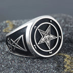 Pentagram Star Signet Ring — 925 Silver