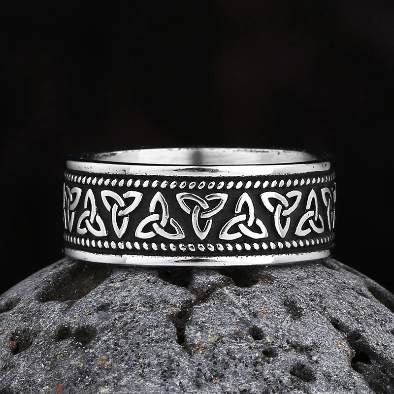 Viking Githic Style Stainless Steel Celtics Knot Ring Men Nordic Trinity Wedding Rings Womens Band  Jewelry Boyfriend Gift