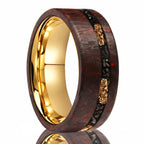8MM Golden/Red Men's Tungsten Carbide Wedding Bands Fashion Carbon Fiber Ring Luxury Jewelry Inlaid Gold Leaf Meteorite Comfort