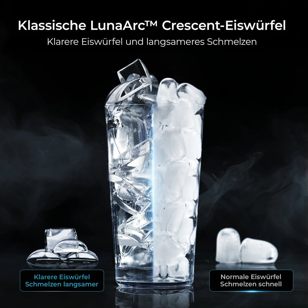 Automatic Countertop Ice Maker – Portable Crescent-Shaped Ice Machine for Home Bars & Beverages | 16 Cubes Every 12