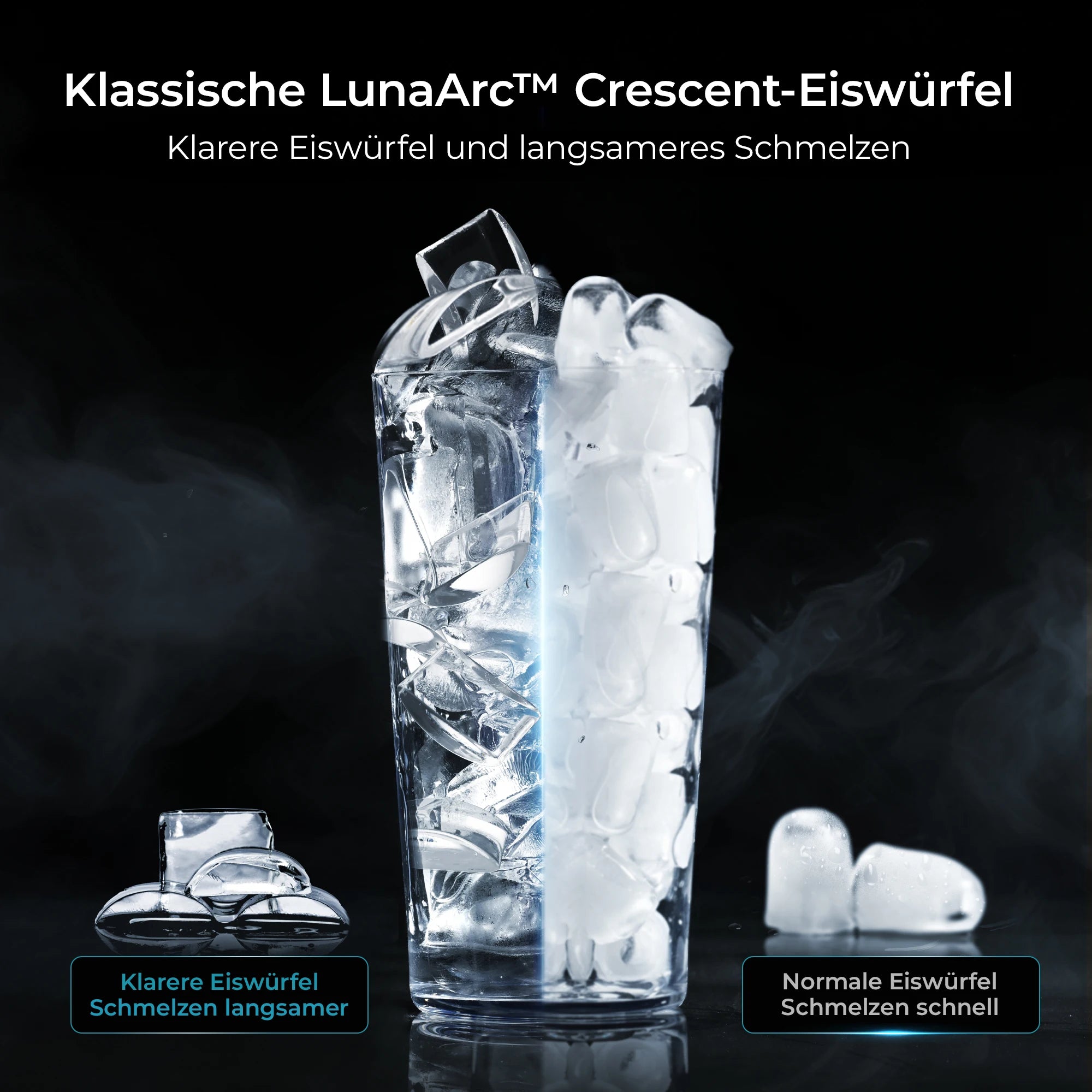 Automatic Countertop Ice Maker – Portable Crescent-Shaped Ice Machine for Home Bars & Beverages | 16 Cubes Every 12