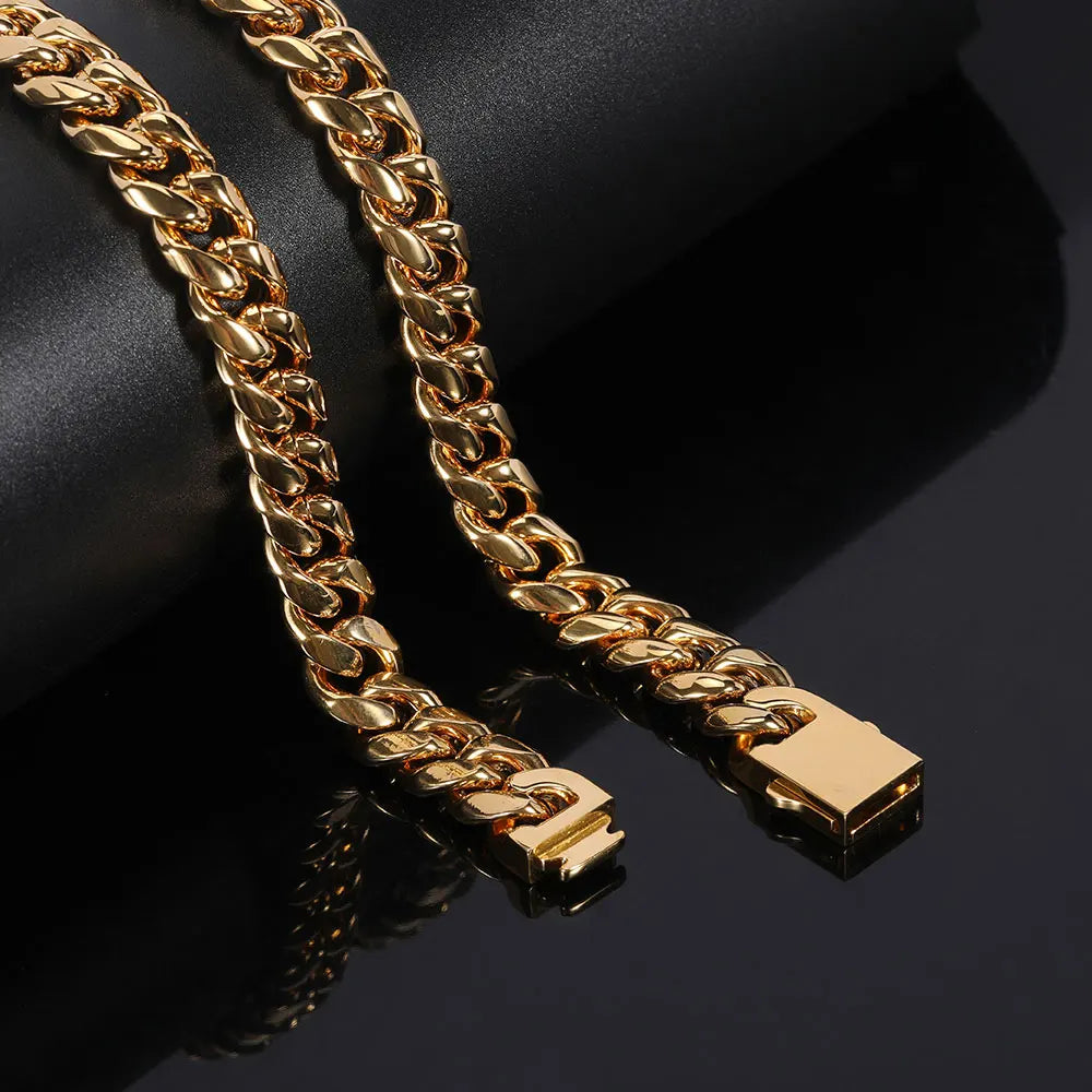 Stainless Steel Cuban Chain Necklace Miami 8/10/12MM