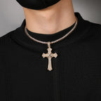 THE BLING KING Shiny Bundled Cross Pendant Necklace For Men Trendy Christian Jesus Cubic Zirconia Choker Rock Party