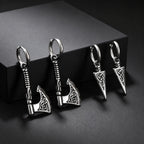 Hip Hop Punk Viking Axe Dangle Earrings for Men, Fashion Celtic Knot Rune Amulet Earrings, Stainless Steel Punk Jewelry