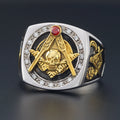 Masonic Skull And Bones Biker Freemason Sun Moon Illuminati Sterling Silver Ring