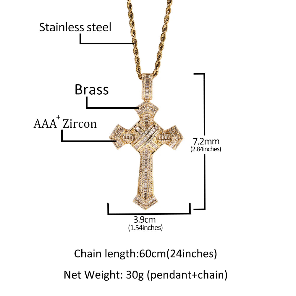 THE BLING KING Shiny Bundled Cross Pendant Necklace For Men Trendy Christian Jesus Cubic Zirconia Choker Rock Party