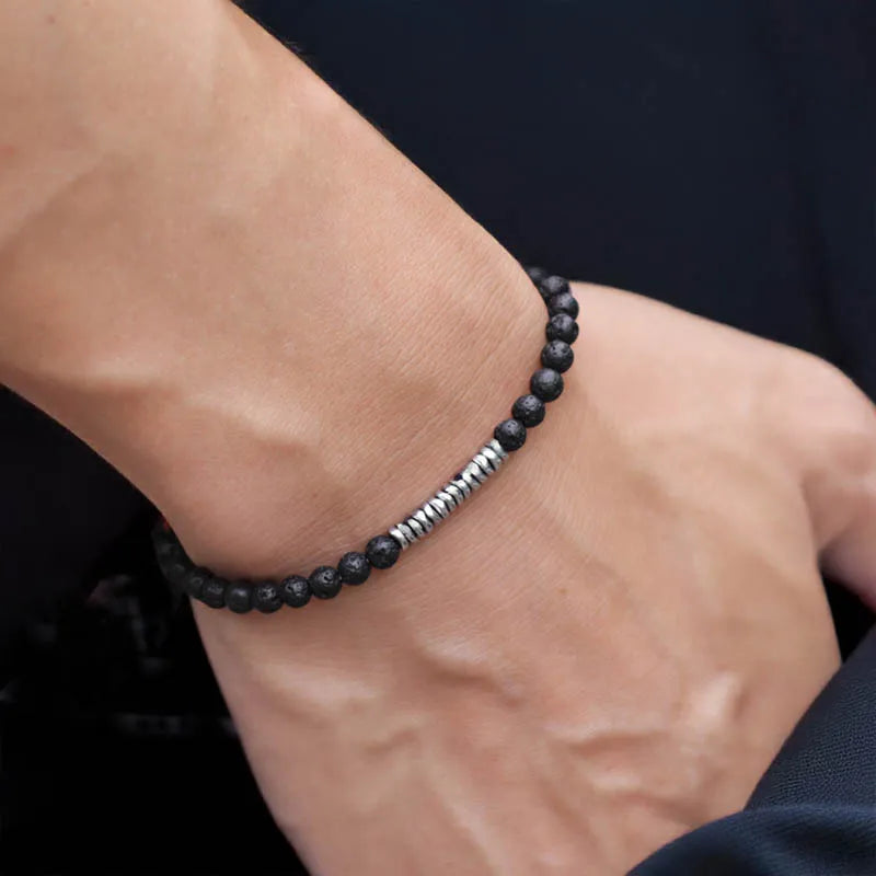 4mm Beach Bead Bracelet — Black-Tone