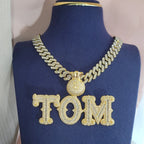 Custom Fashion Jewelry Money Bag Bail Letter&Numbers Pendant Necklace Hip Hop Miami Cuban Chain Birthday Gifts For Men Women