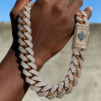 15mm Wide Fashionable Men's Hip-Hop Cuban Chain | Miami Necklace, Heavy-Duty Frozen Cuban Chain, Rapper Gangster Style