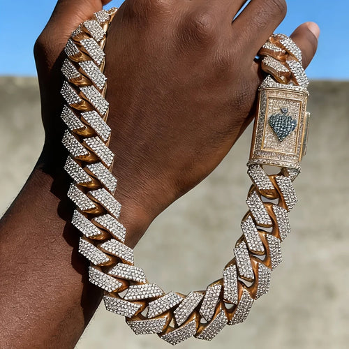 15MM Miami Cuban Chain Necklace Gold — Heavy Duty