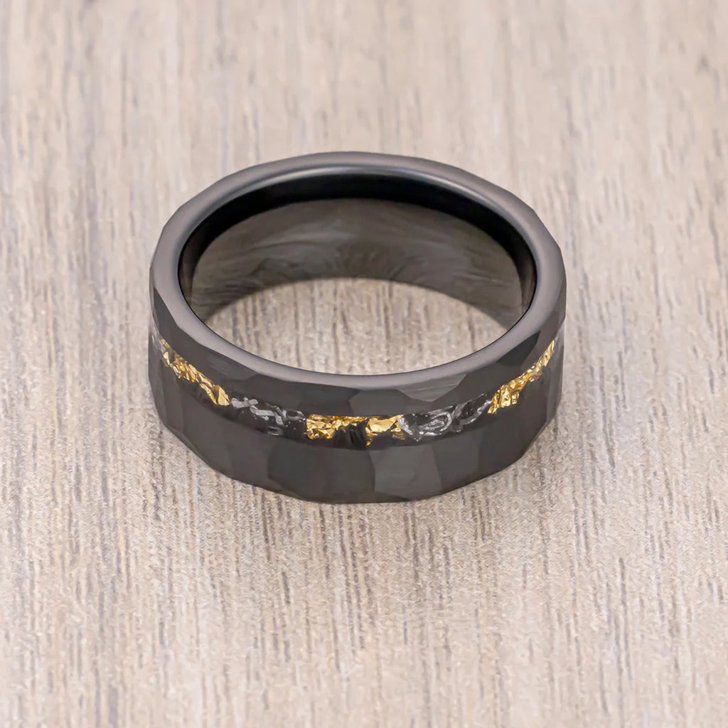 Mens 8MM Blcak Meteorite tungsten carbide ring fashion jewelry Men's wedding bands engagement Promise rings Comfort Fit Gifts