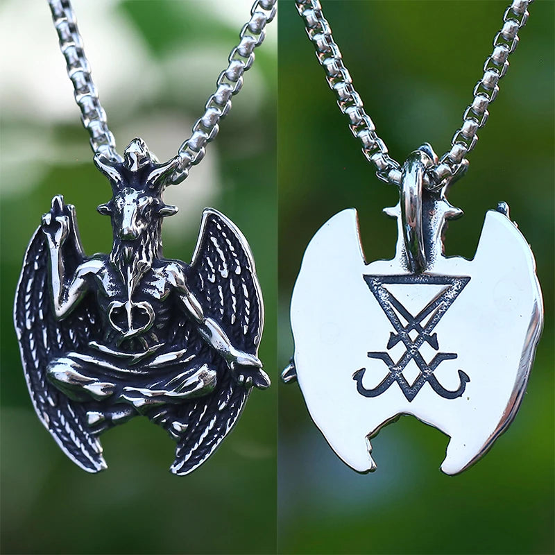 Gothic Satan Goat Stainless Steel Pendant Necklace