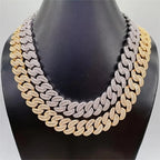 925 Sterling 925 Silvery Set with Moissanite Chilled Hip Hop 14mm Wide 2 Rows Miami Cuban Chain Cuban Chain Necklace Is Suitable