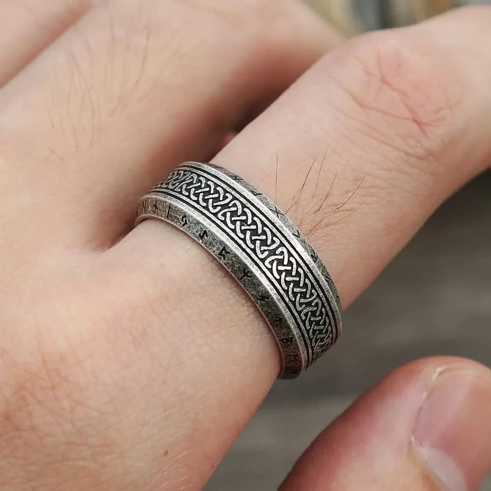 Vintage Odin Norse Viking Celtic Knot Rings For Men Women Fashion Stainless Steel Tree Of Life Rings Retro Amulet Rune Jewelry