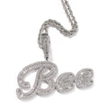 THE BLING KING Custom Brush Cursive Letter Name Pendant Necklace Iced Out Bageutte Cubic Zirconia Chain Necklace Hiphop