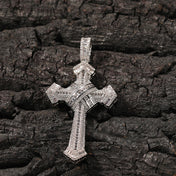 Pave Jesus Cross Pendant Necklace — Stainless Steel