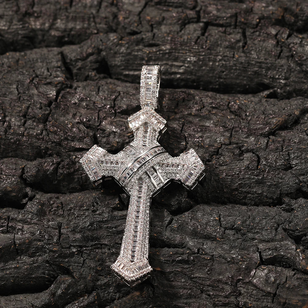 THE BLING KING Shiny Bundled Cross Pendant Necklace For Men Trendy Christian Jesus Cubic Zirconia Choker Rock Party